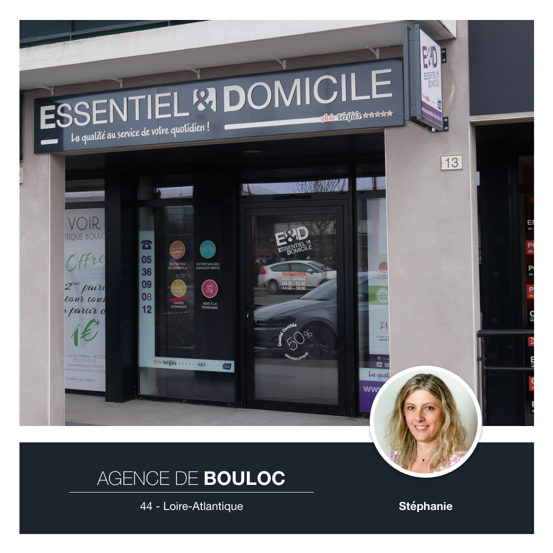 Agence Essentiel & Domicile de Bouloc, Haute-Garonne, avec la franchisée Stéphanie Timée